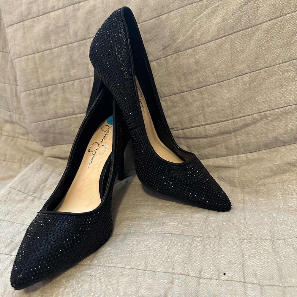 Jessica Simpson Black Sparkle Heels